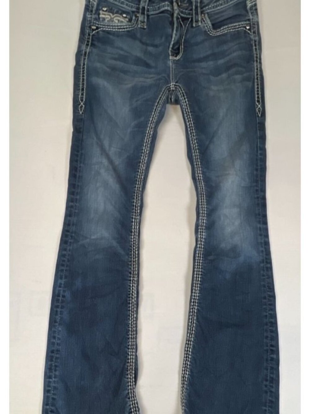 Rock Revival Women’s Size 27 Betty Bootcut Jeans Blue Embellished Denim